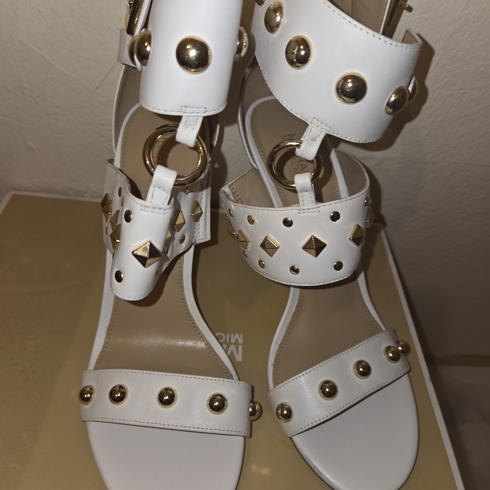Michael Kors White and Gold Studded Heels